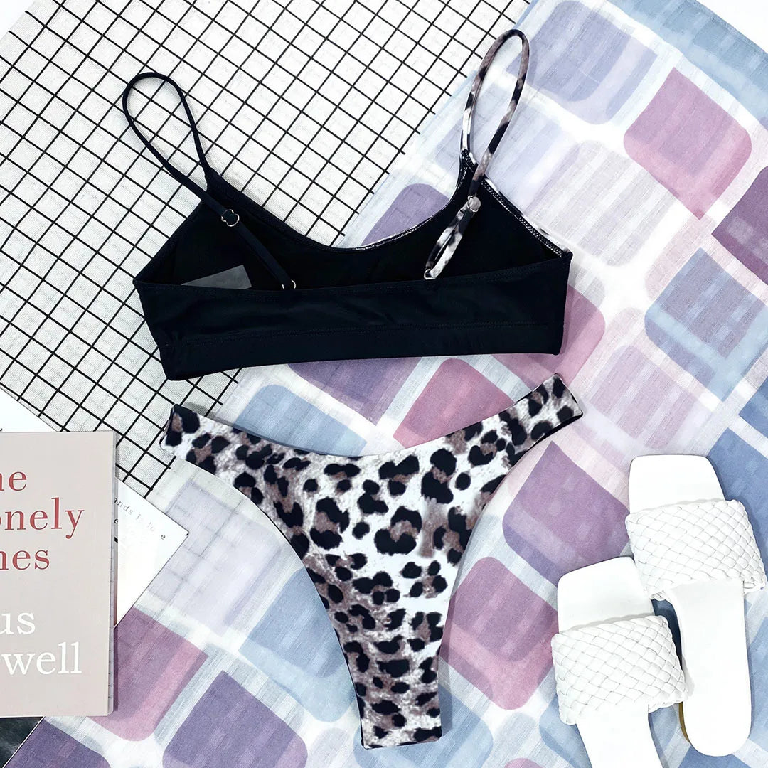 14 Farben S-XL Elegant Leopard Bikini: Varleinsar Wire-Free Low Waist Brasilianischer - Zweiteilig Beach Style Polsterung Leopard-Muster