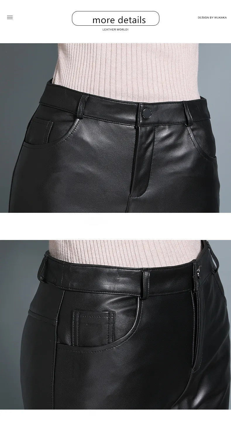 CN Lederhose Damen Slim Fit - Echtleder 4XL Knöchellänge