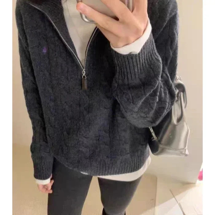 BONNTEECN Cardigan Halfzip Weiches Strickmaterial - Größe M, Reißverschluss, Mittleres Gewicht