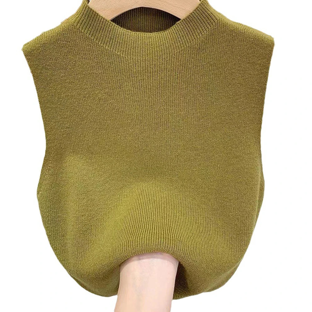Women's Vest Tank Top Solid Color Knitted Tees T-Shirt Top Cropped Top Camisole Sweater Half-turtleneck Spring Autumn Sleeveless