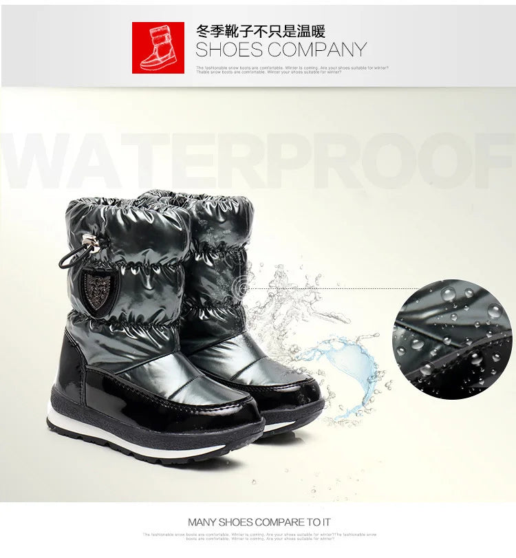 Kinder-Schneestiefel, 2025, Herbst-Winter-Wolle, warm halten, Kinderstiefel, Marke, modisch, wasserdicht, rutschfest, Baumwollschuhe für Mädchen und Jungen