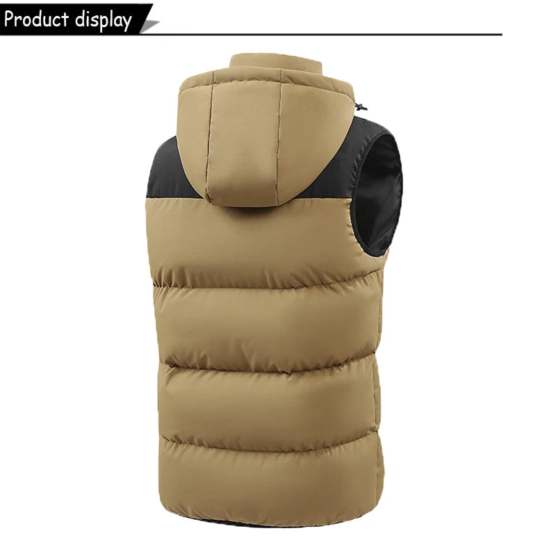 Hots Winddichte Fleece-Weste Abnehmbare Kapuze - Größe M-XL, Reißverschluss, Winddicht