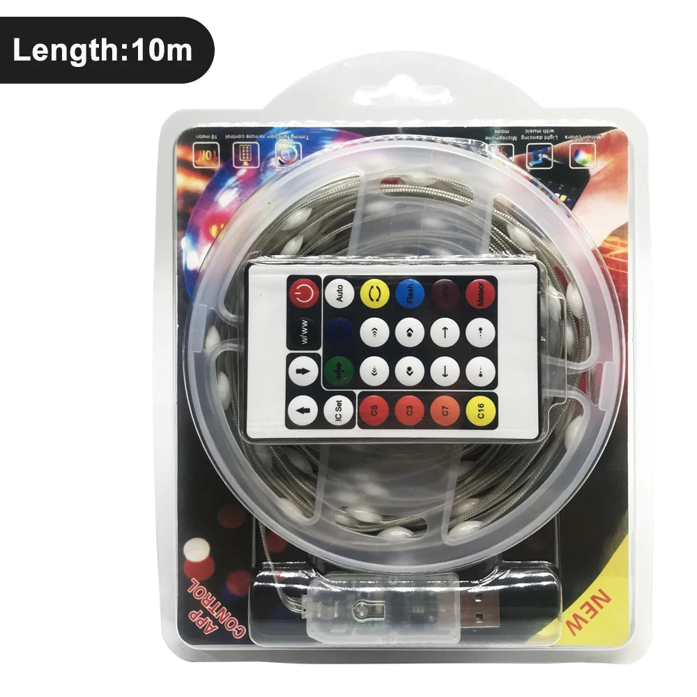 FUNZENXIN WS2812B RGBIC USB Strip BT-Musiksteuerung - 5V, Länge 5–15 m