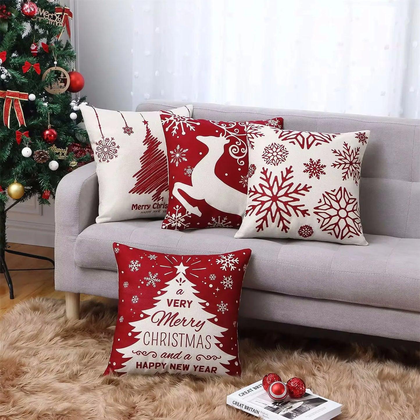 2024 Christmas Pillow Covers Christmas Decorations Throw Pillow Covers Set Of 4 Throw Pillow Cases With Holiday Decor Sofa