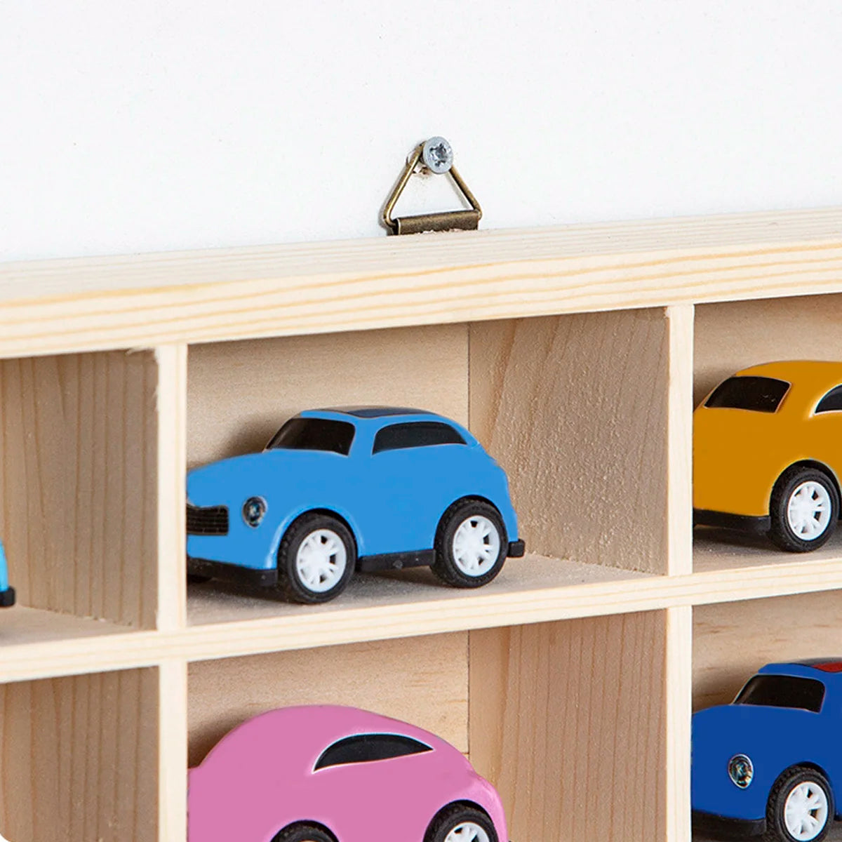 NONED Massivholz Auto Modell Box 60 Fächer Wandmontage 58,5x64,5 cm