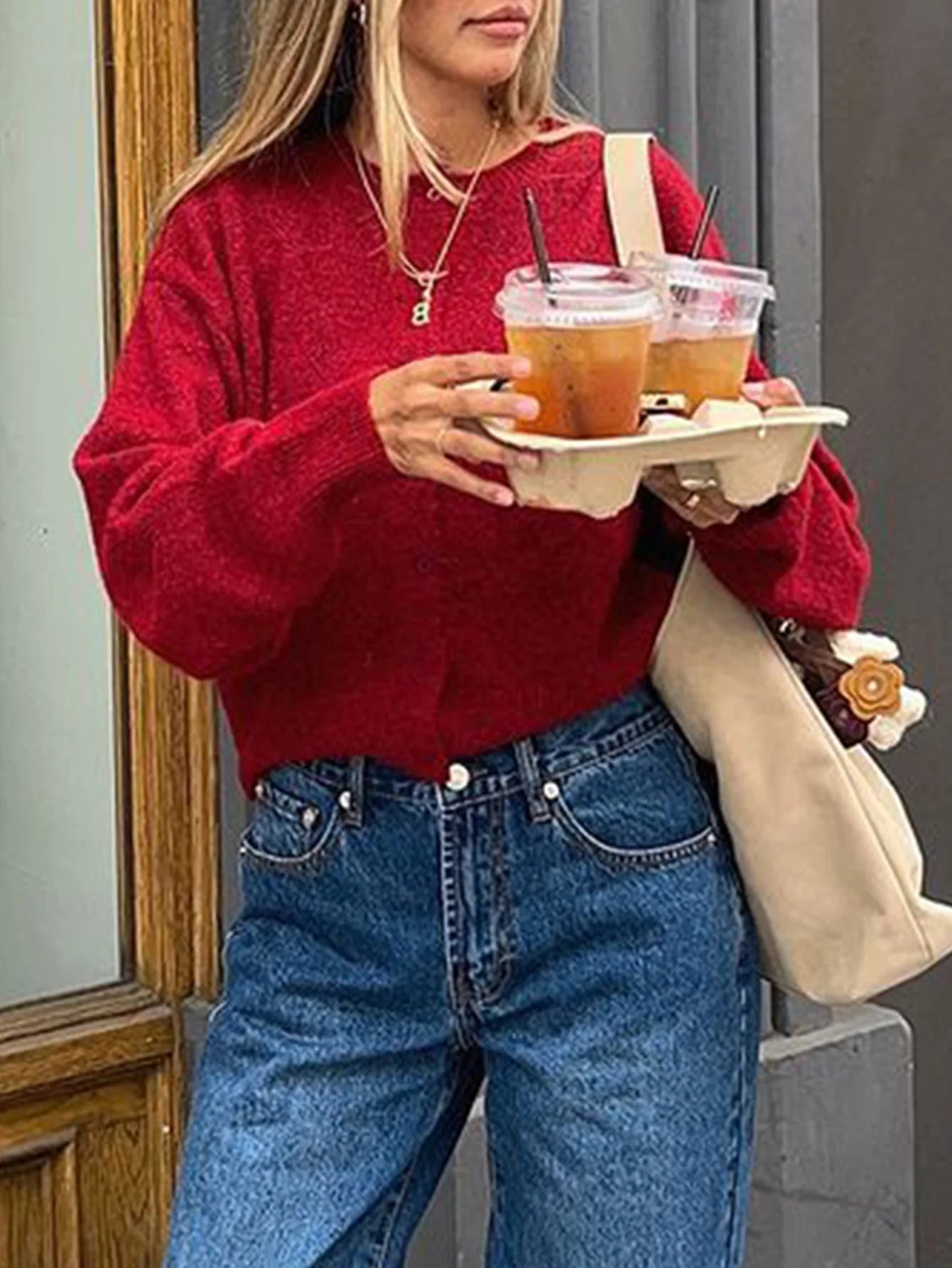 Jadoutin Cardigan Korean Style - Gewicht 120–220 g/m² Länge Kurz 4–16 Zoll Verschluss Einreihig