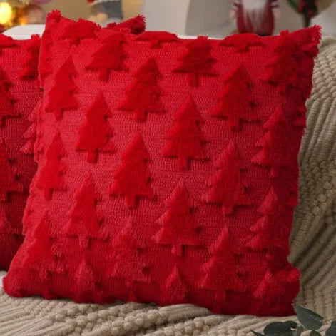 Christmas Decorative Pillow Cover Plush Embroidered Cushion Case Soft Throw Pillowcase For Sofa Living Room Home Festive Gift