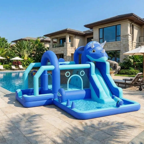 Dinosaurier Hüpfburg Mit Rutsche Und Netz Für Garten