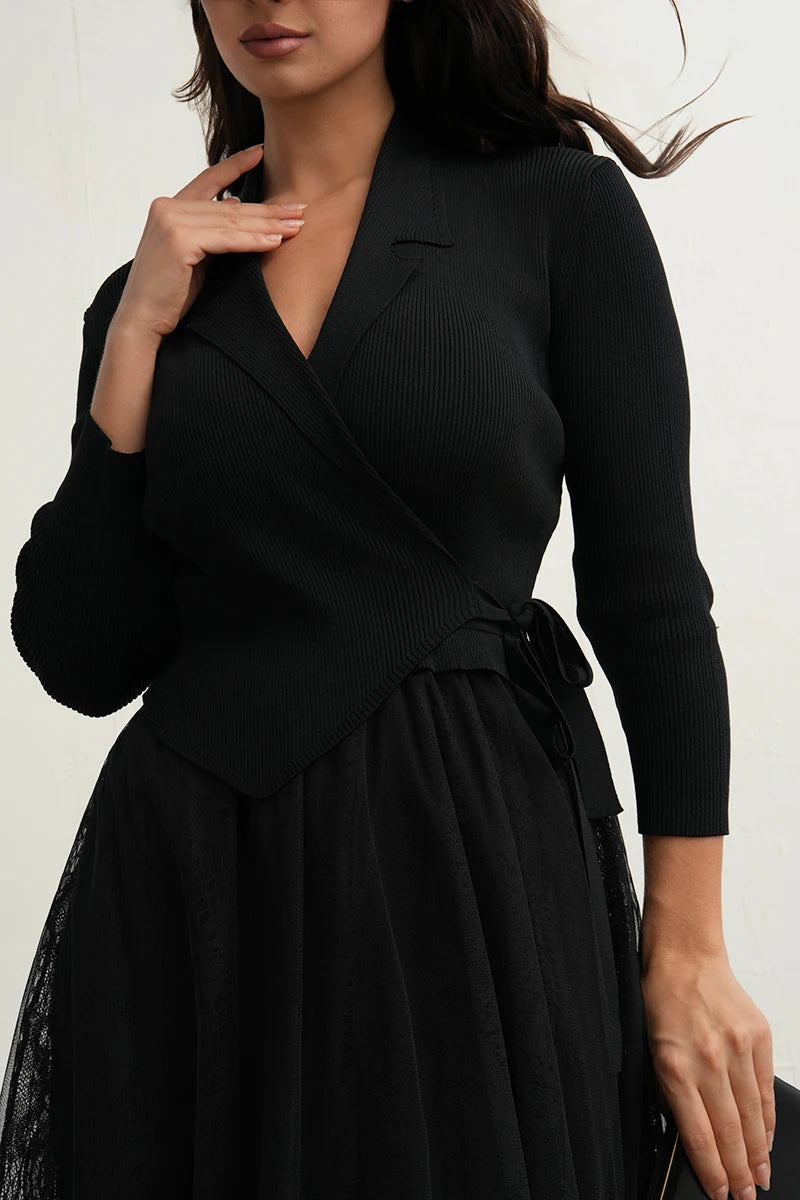 Ropa De Comoda Strick Kleid Set - Regular Größe, Mid Calf Länge, Materialanteil 31-50%