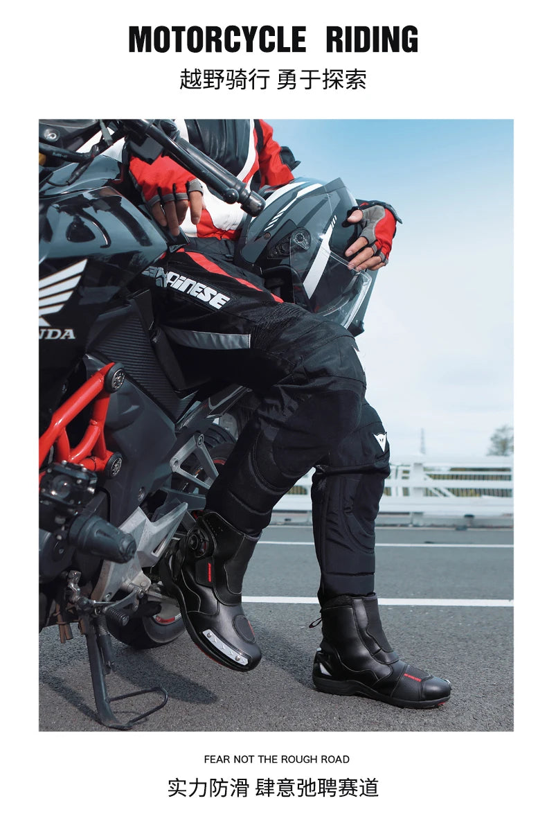 CN Fujian Sturzsicher Motorradstiefel - EU42 PU Obermaterial Gummi Sohle Bequeme Passform