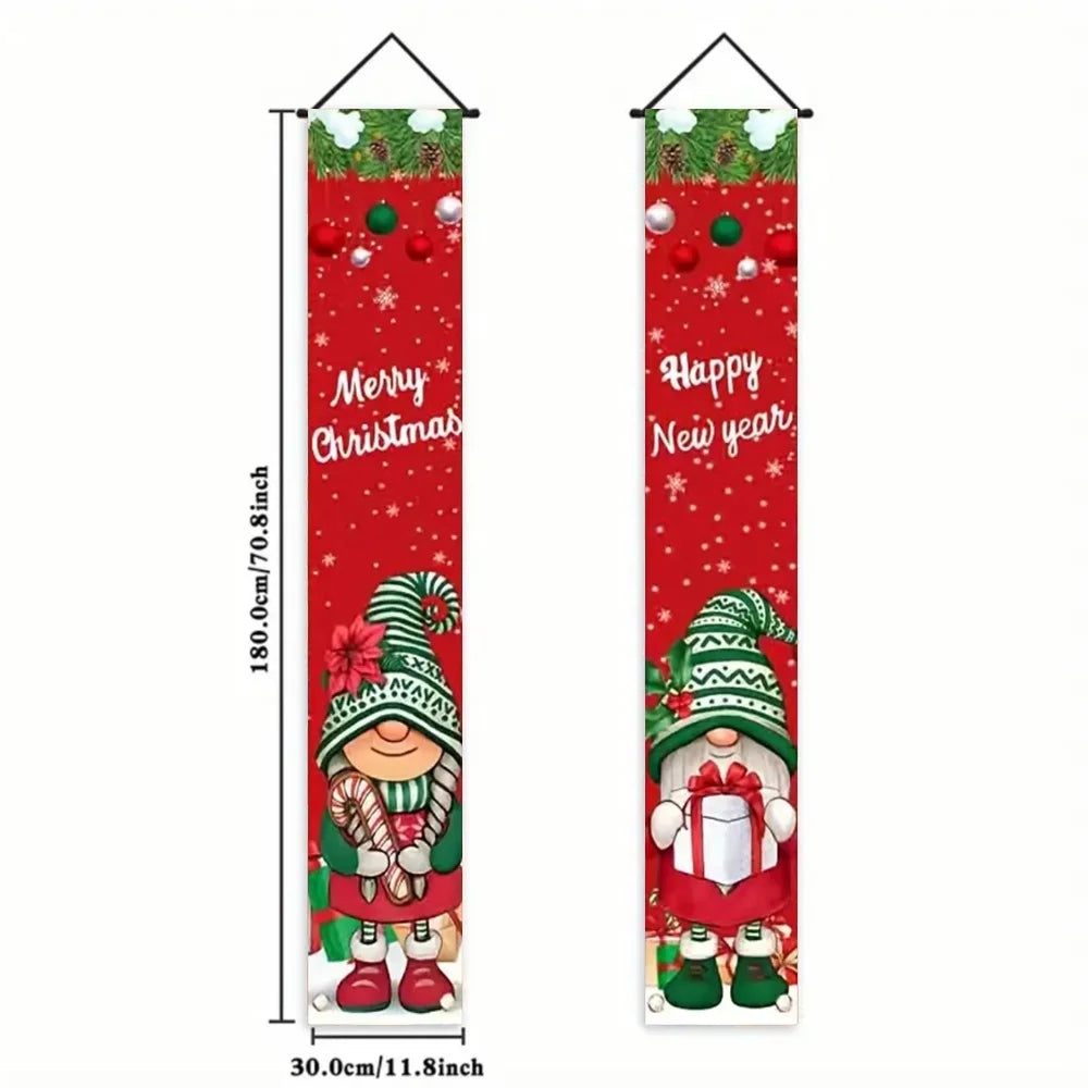 2pc 1set Christmas Hanging Door Banner Santa Claus Snowman Merry Christmas Decoration Elk Navidad Natal Happy New Year 2026 Gift