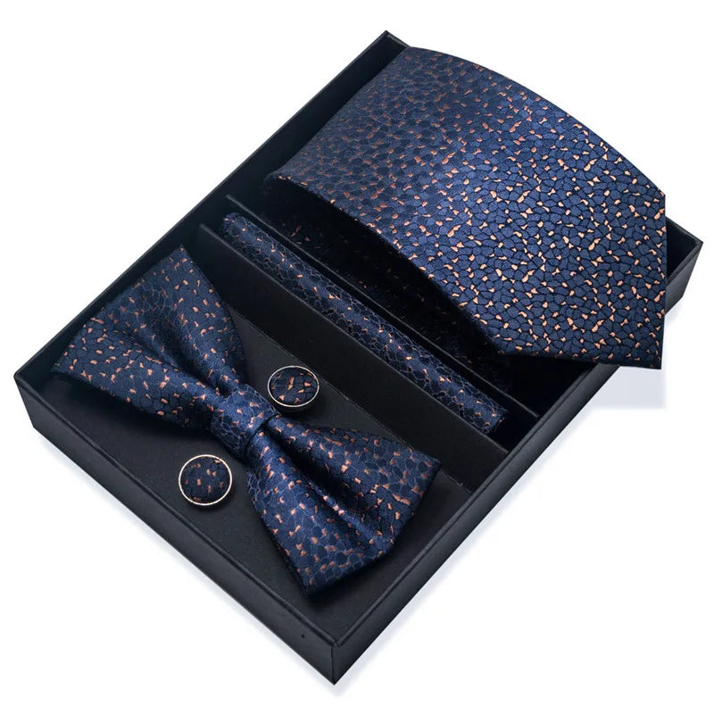 Men's Tie Pin cuff square bow Tie with pocket square cufflinks Set Paisley Men's Business Wedding Suit Accessories 6-piece set