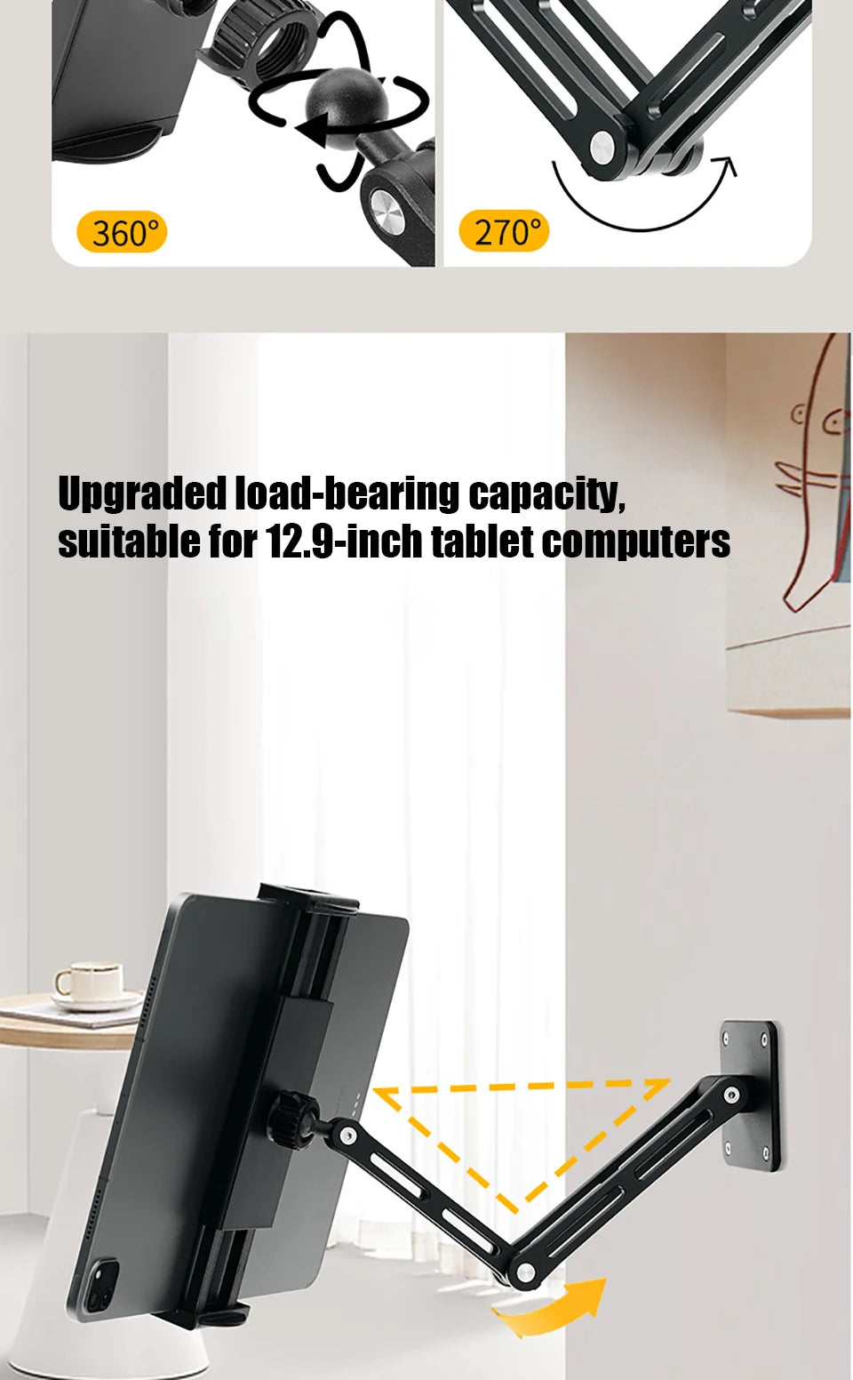 OUTMIX Cantilever Tablethalterung - 360° 4,7–12,9 Zoll