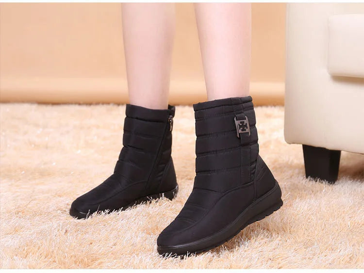 Waterproof Women Boots Winter Shoes Platform Wedge Snow Boots Comfort Thick Plush Warm Ankle Boots Female Mujer Sneakers Women