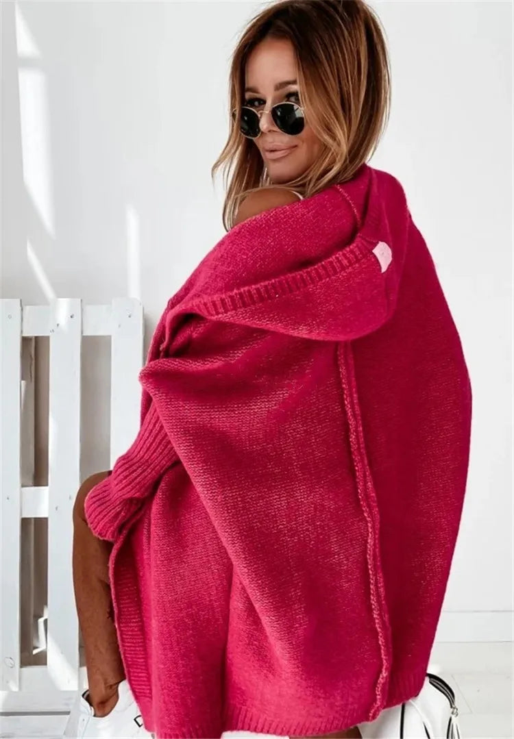 KapuzenPullover Fledermaus-Form - OneSize, 3/4-Ärmel, Stretch