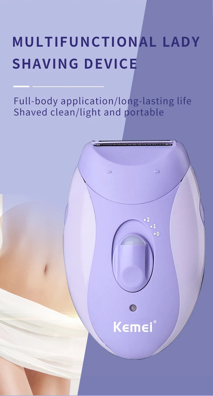 Kemei 4in1 Women Epilator Electric Shaver Facial Body Hair Removal Lady Leg Bikini Trimmer Hair Remover Underarms Rechargeable