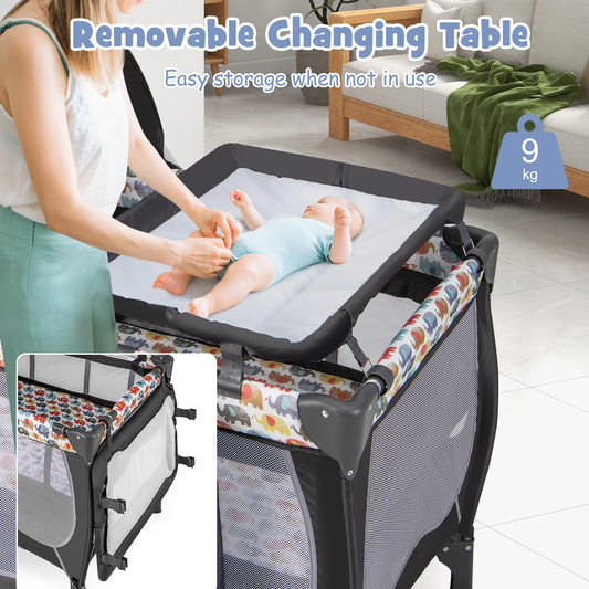 4-in-1-Babybett Tragbares Reisebett Mit Wickeltisch Und Baldachin
