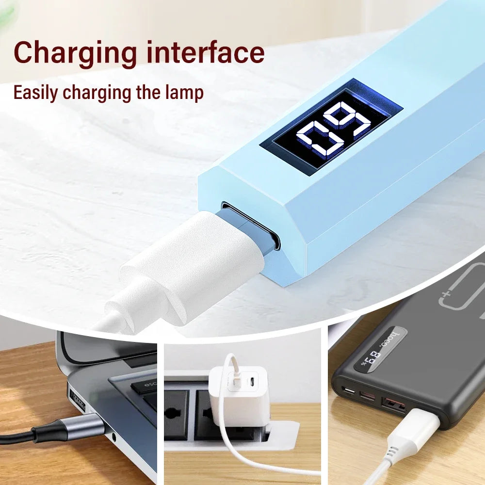 Handheld Mini UV LED Nail Lamp for Gel Polish Curing USB Rechargeable Quick Dry Portable Manicure Machine Nail Art Tool
