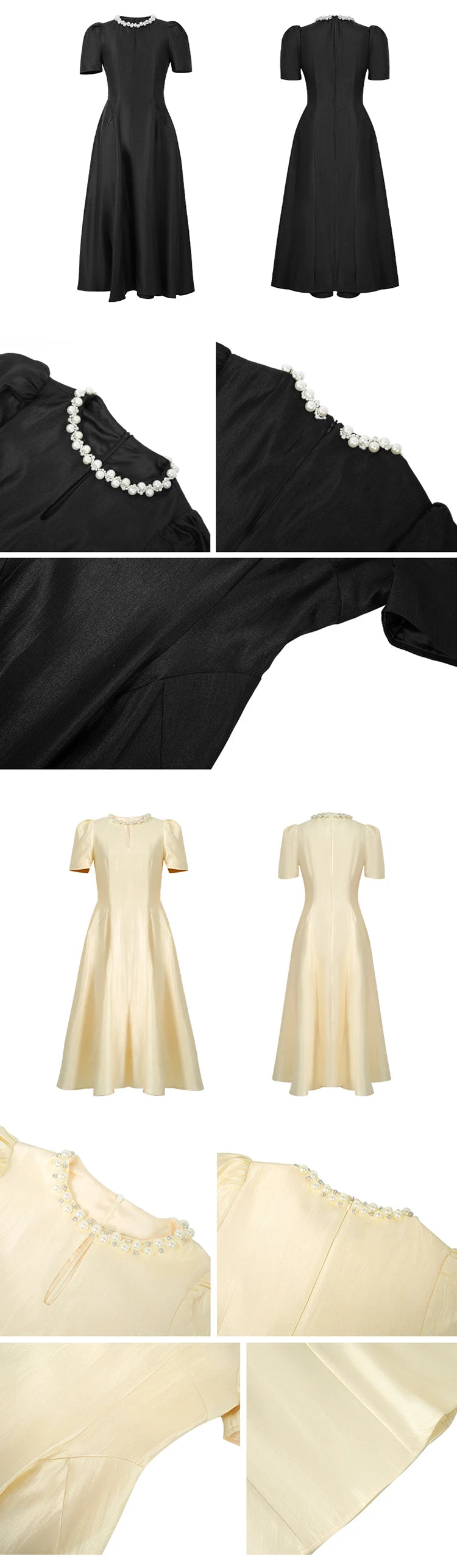 Elegant Host Evening Dress Women's French Vintage Sweet Pearl Hollow Folds Swing A-LINE Long Robe Party Catwalk Prom Vestidos