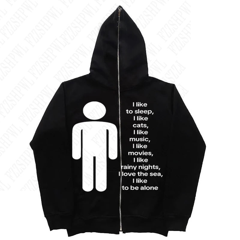 FZZSHPWLCN Harajuku Hoodie HipHop-Aufdruck - Größe XL Slim