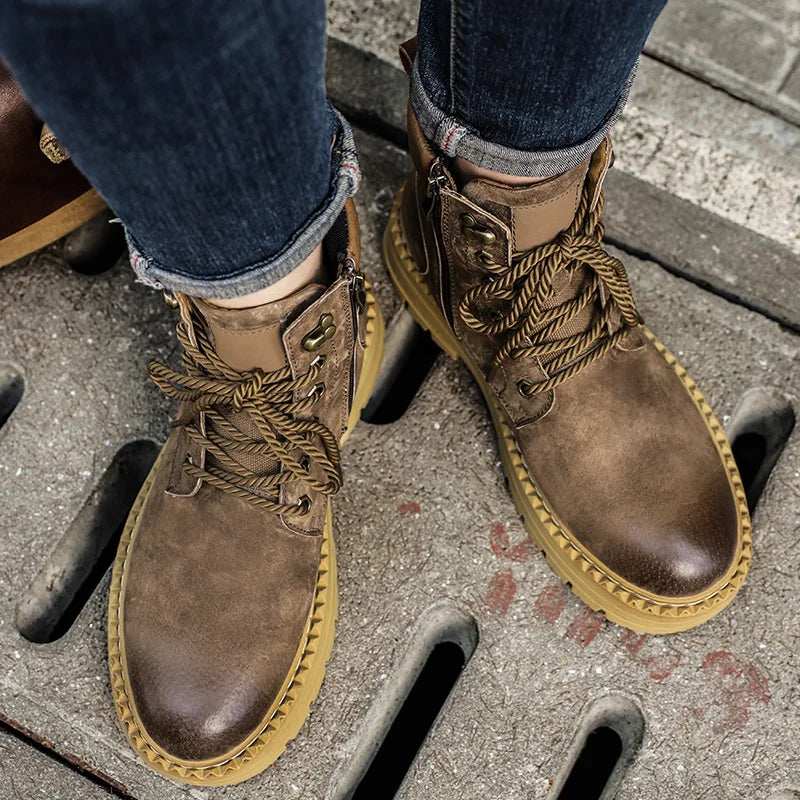 YeinshaarsCN Suede Leder High-Top - Größe Knöchel Rutschfeste Sohle