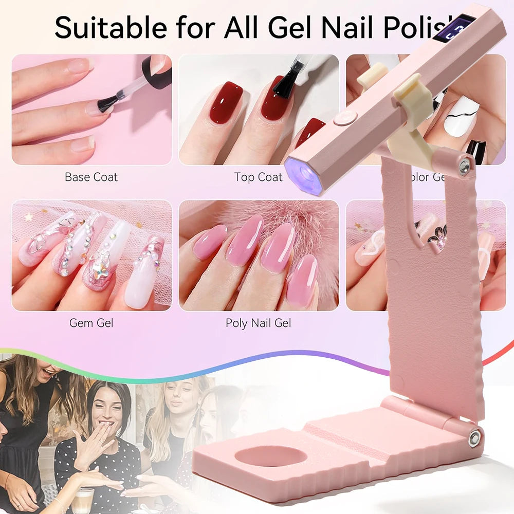 LINMANDA Minicure Handheld UV Light for Gel Nails Portable UV Nail Lamp with Stand Rechargeable Mini LED Nail Lamp Nail Dryer