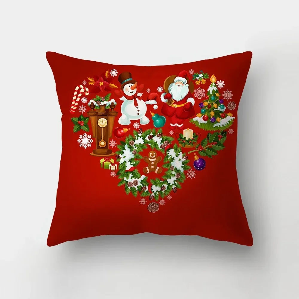 Christmas red theme throw pillow cover with short plush print living room sofa decoration cushion cover pillow covers decorative