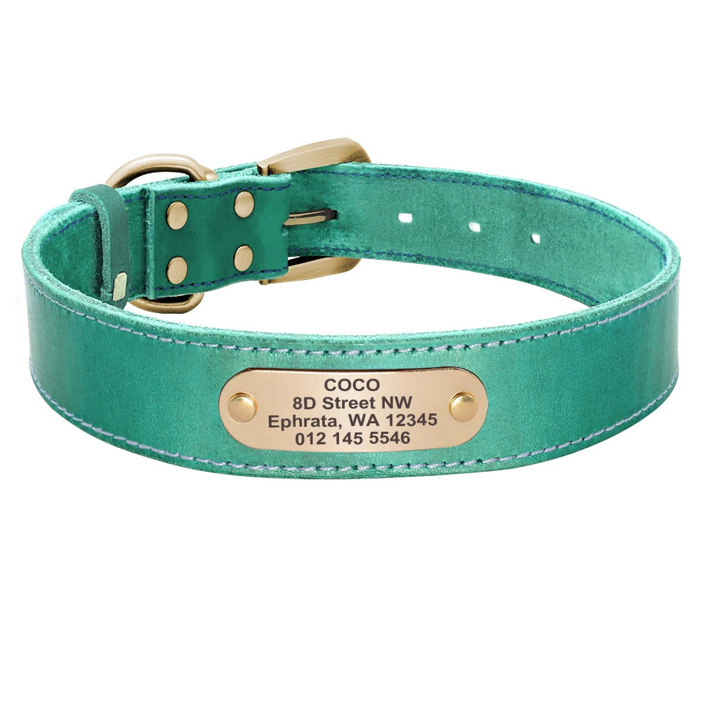 Anpassen Leder Hund Halsband Leine Set Personalisiert Haustier Halsband Leine Kostenlose Graviert Namensschild Für Kleine Mittlere Große Hunde