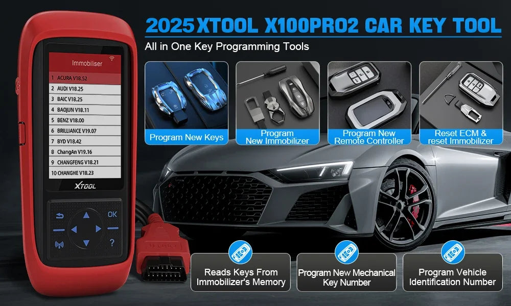 XTOOL X100 Pro2 OBD2 Scanner 2025 - Professional Key Programmer EEPROM Adapter - Auto Diagnosegerät Lifetime Update