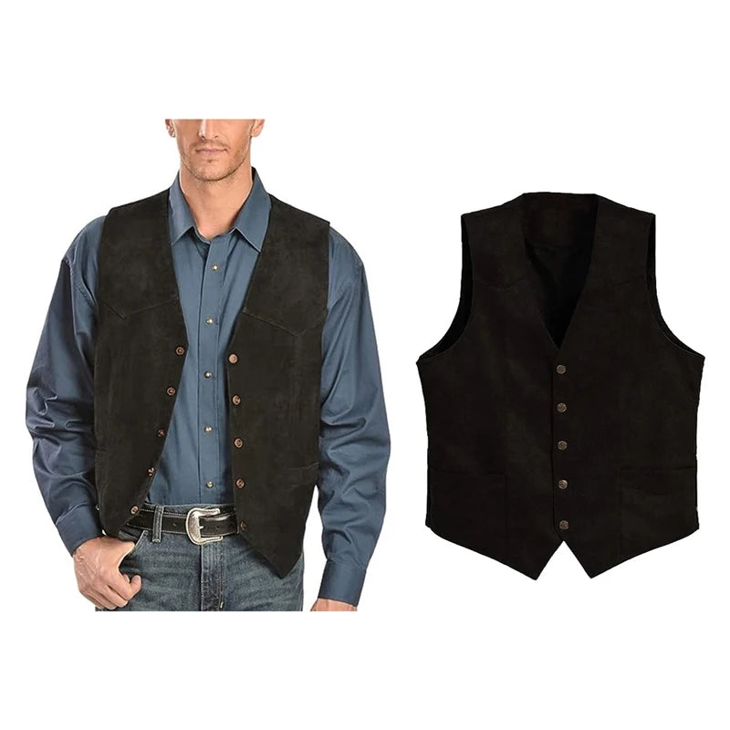 Herren Vintage Einreiher Weste - Baumwolle L Herbst