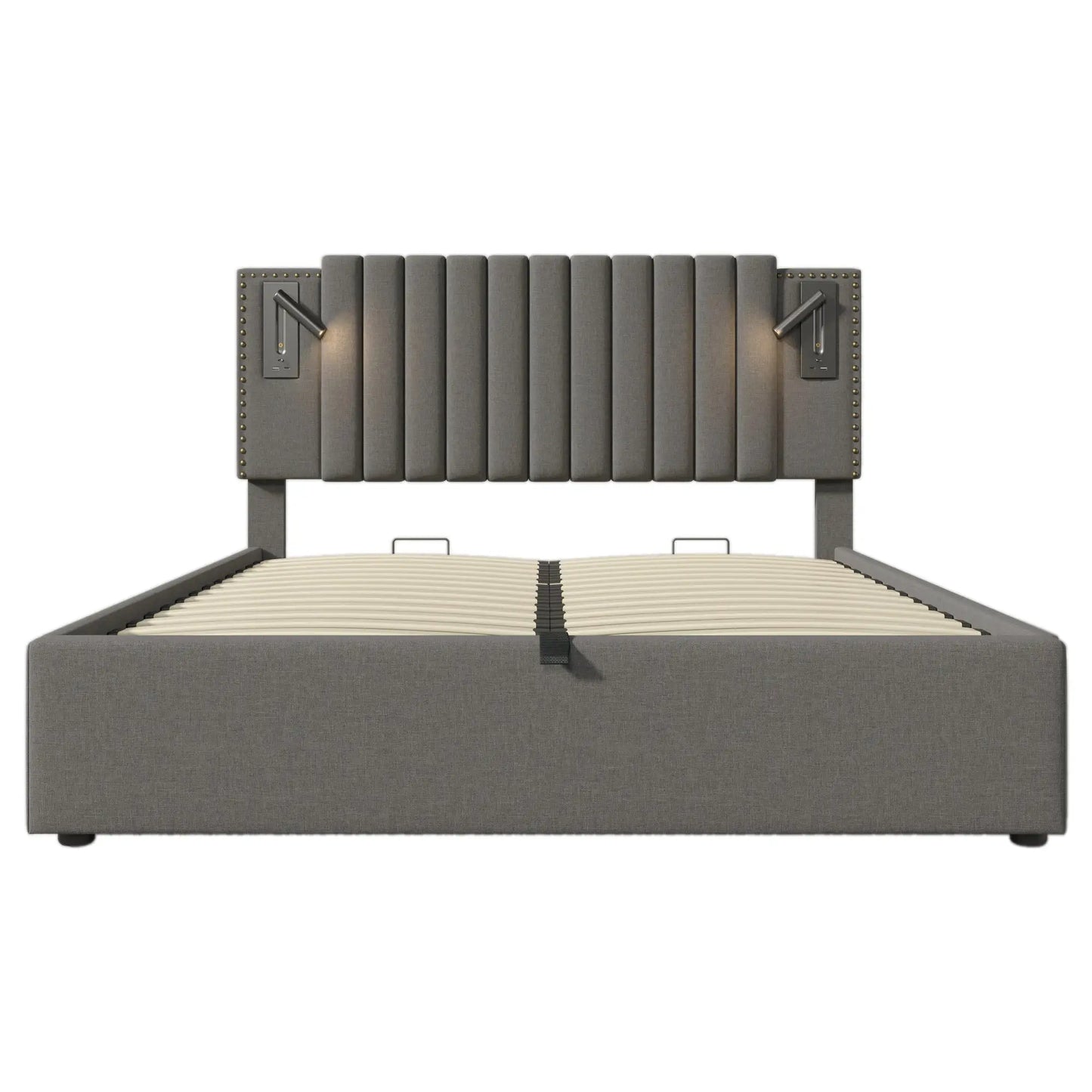 Polsterbett Doppelbett Mit Leselicht Und USB Ladefunktion