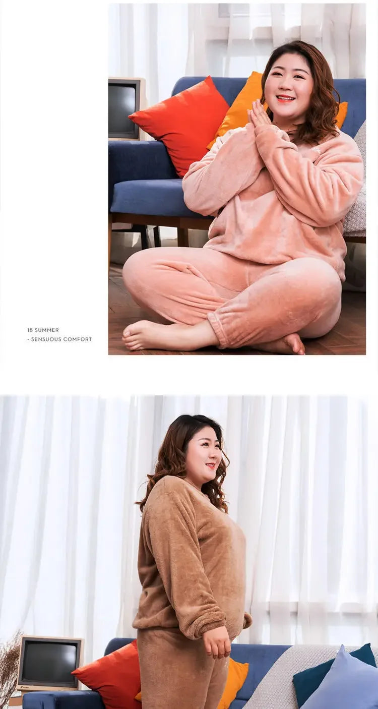 Loribindwood Korallenfleece Pyjama Set - Groesse L Bund