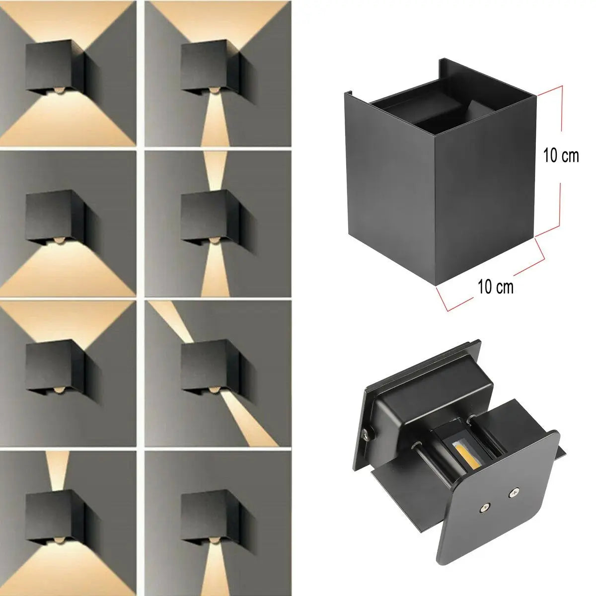 4pcs Modern LED Wall Lamp, 7W Metal wall lamp up and down adjustable light beam, Cube LED Light for Indoor and Outdoor