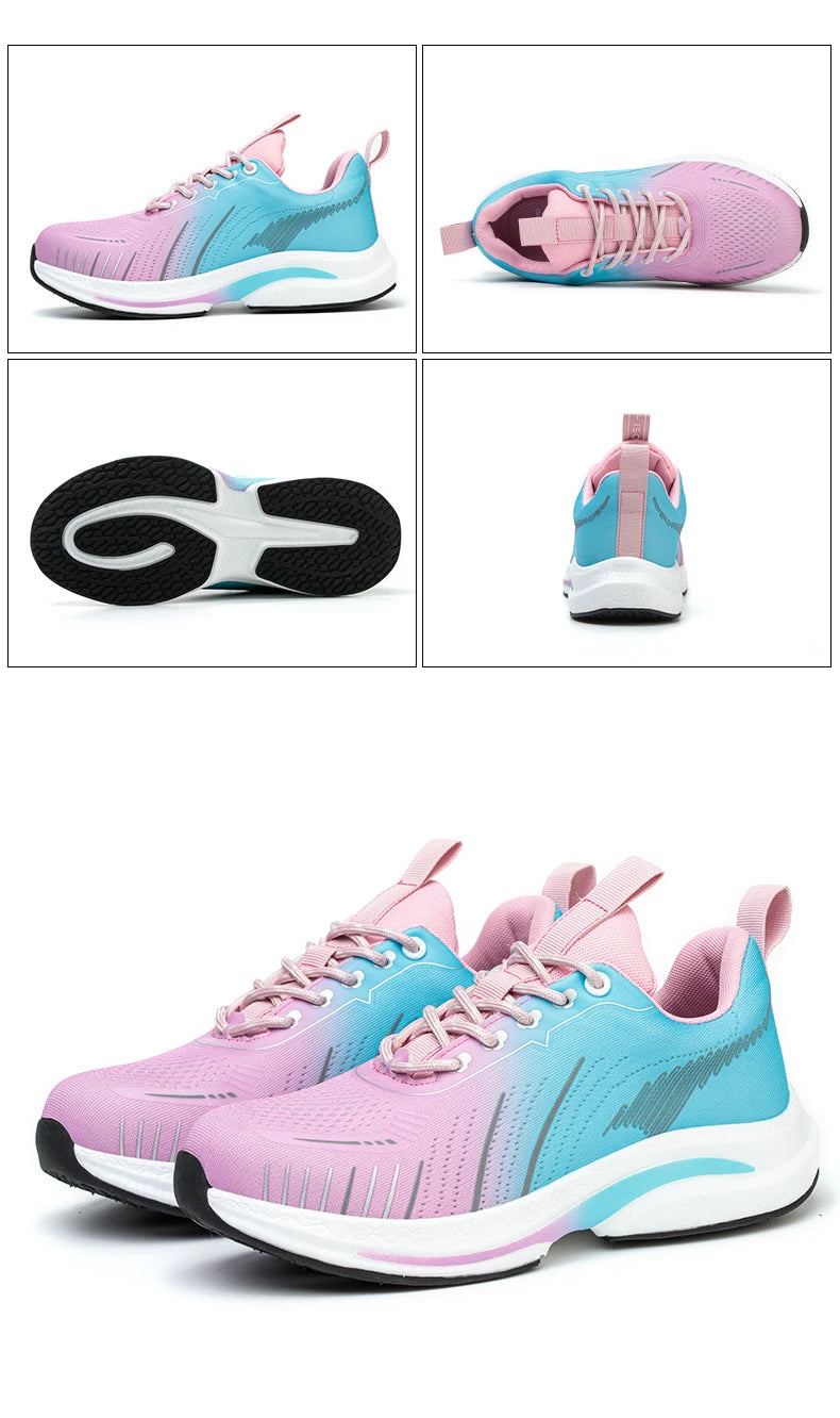 Safety Shoes for Women Steel Toe Sneakers Anti-Punctur Lightweight Boots Female Pink Breathable Hiking Boots Comfortable Shoes