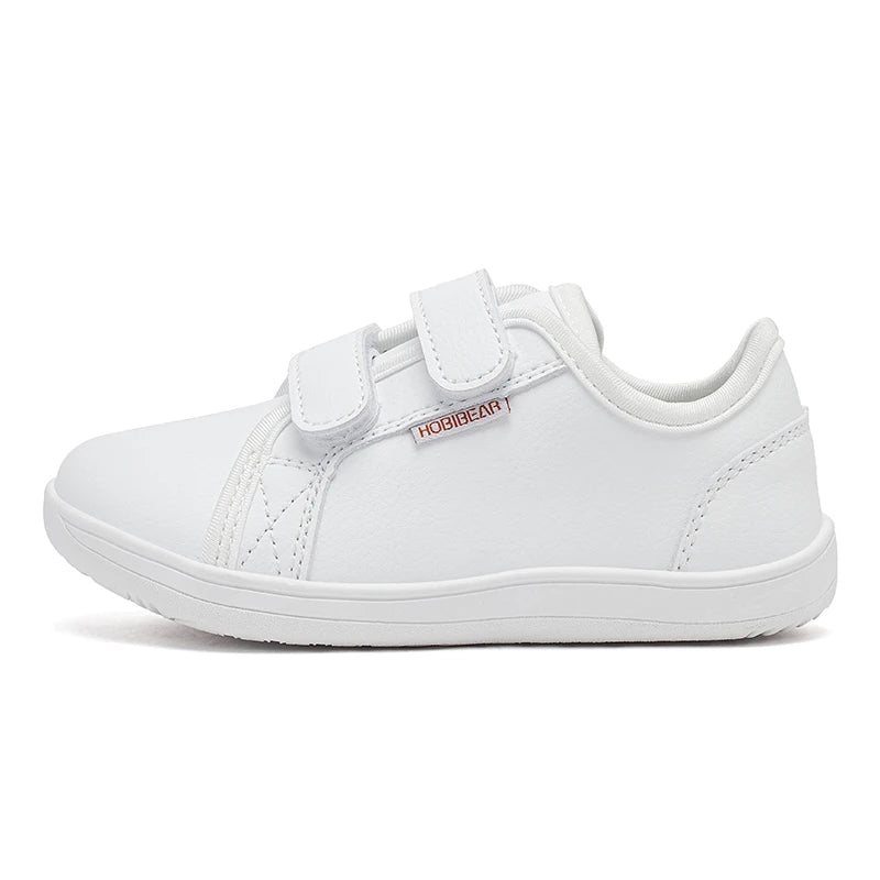 HOBIBEAR Kinder Barfuß Schuhe 2025 - Klein/Groß/Kind Weite Zehen Minimalistische Sneaker - Leichtgewicht Klettverschluss Kunstleder Schuhe