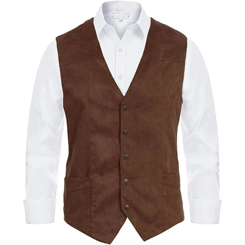 Herren Vintage Einreiher Weste - Baumwolle L Herbst