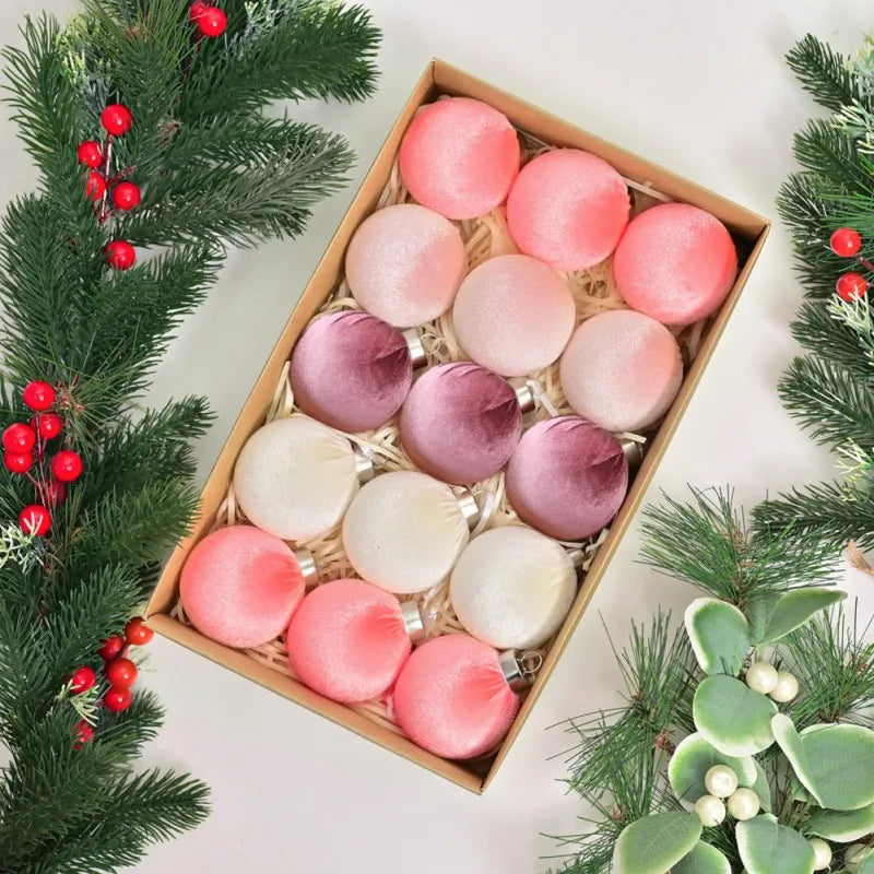 VelvetBall Christmas Kugeln - Velours-Flock, 15 St, 8 cm Durchmesser