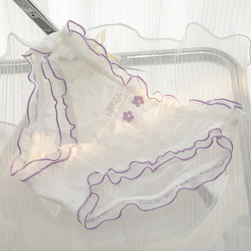 L-XL Women's Underwear Panty elegant Lace Panties Girls' Flower Comfort Briefs Middle Waist Seamless Underpants Female Lingerie