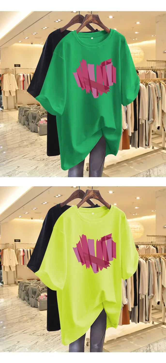 Women Lover Printed T-shirt Summer Short Sleeve Cotton Pullovers New Casual Tops