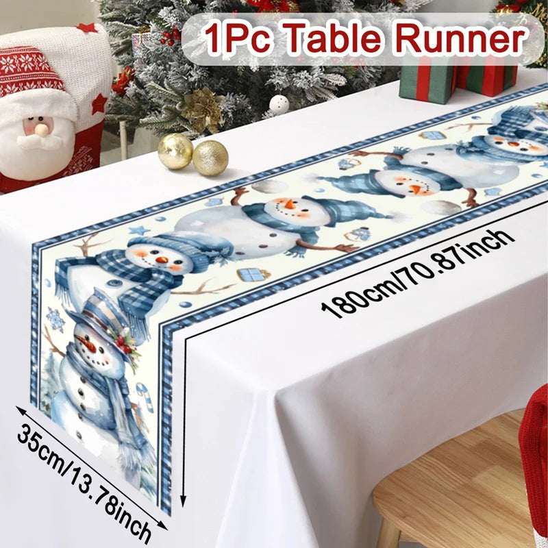 Pink Christmas Table Runner Snowman Santa Claus Merry Christmas Decorations For Home 2025 Navidad Noel Gift New year Tablecloth