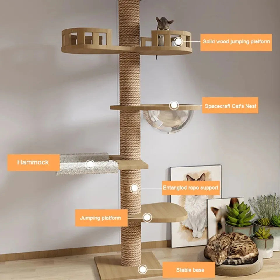 Katzen Zubehör Holz Katzen Baumhaus Katzen Spielzeug Kätzchen Klettern Kratzturm Multifunktion Haustier Möbel Katzen Klettergerüst