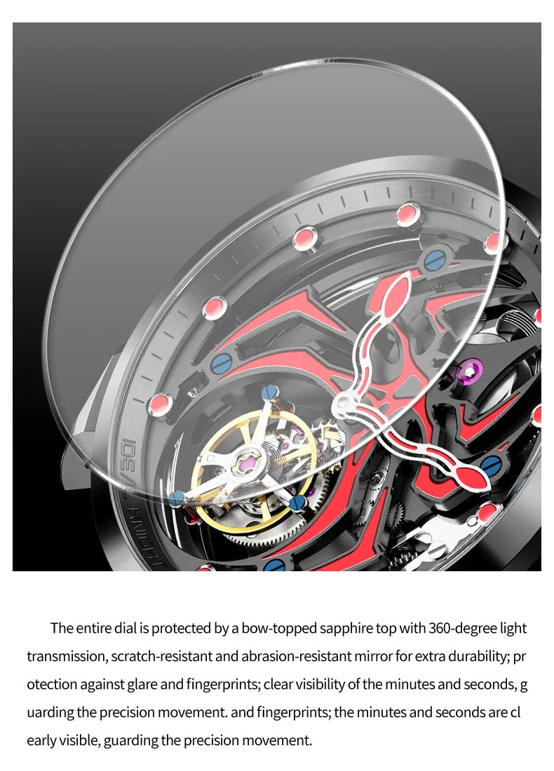 IDEAL KNIGHT automatic tourbillon skeleton flywheel luxury mechanical watch