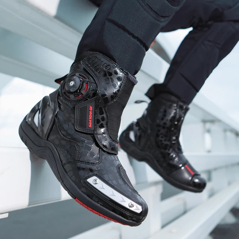 CN Fujian Sturzsicher Motorradstiefel - EU42 PU Obermaterial Gummi Sohle Bequeme Passform