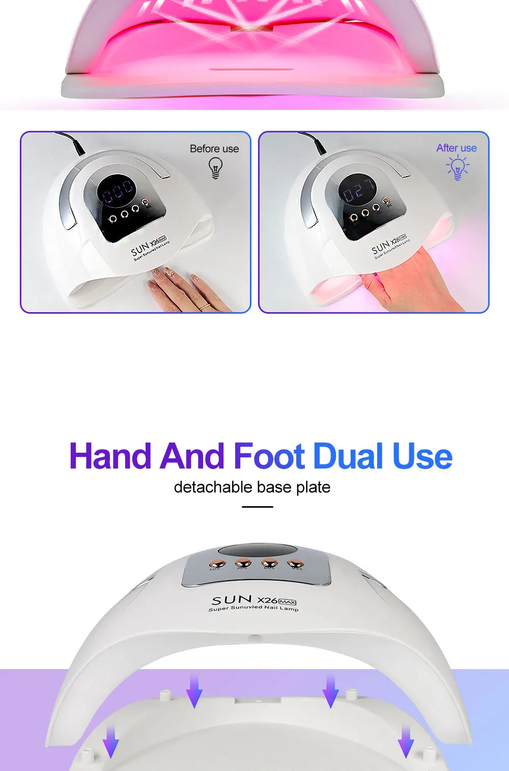X26MAX 81LED Nail Dryer LED UV Lamp for Nails Gel Polish Dryer Light Professional Nail Art Accessories Curing Gel Toe Nails