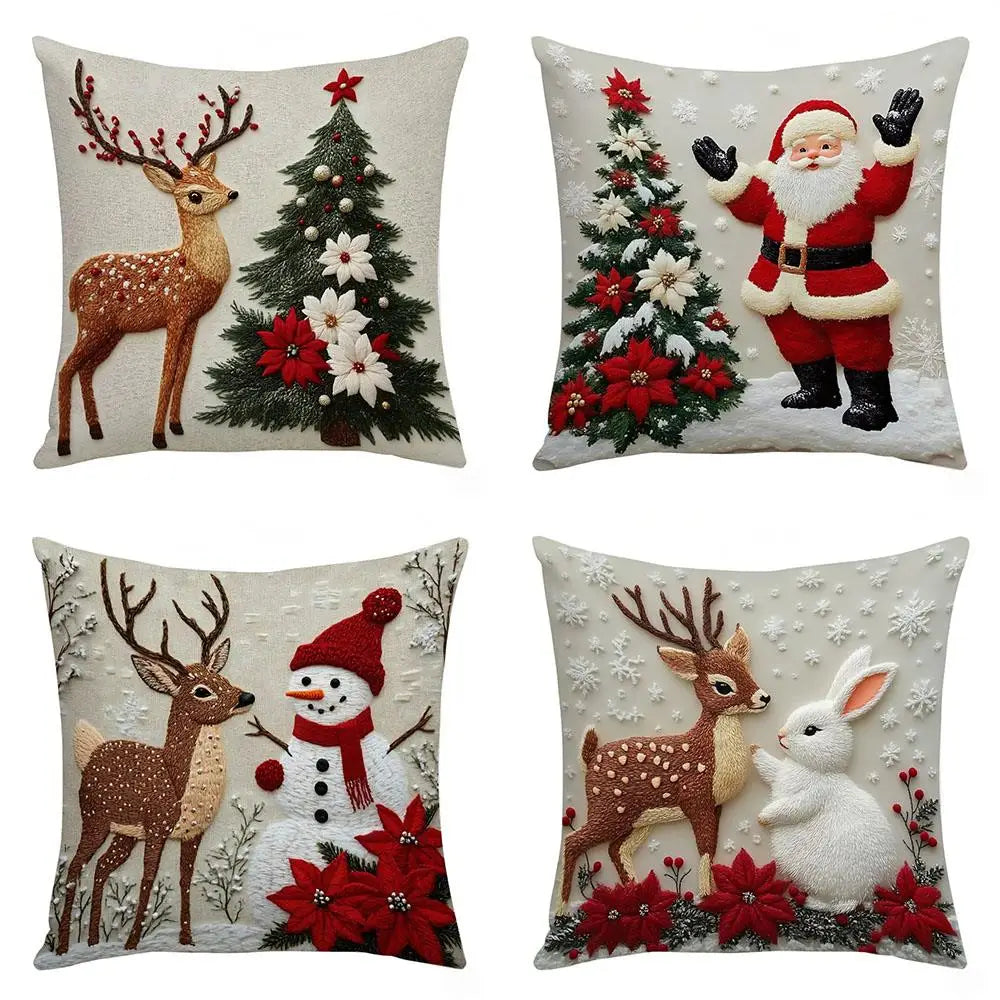 Christmas Pillowcase Red Snowman Pillowslip Home Textile Xmas Pillow Cases Elk Rabbit Decorative Throw Pillow Cover Home Decor