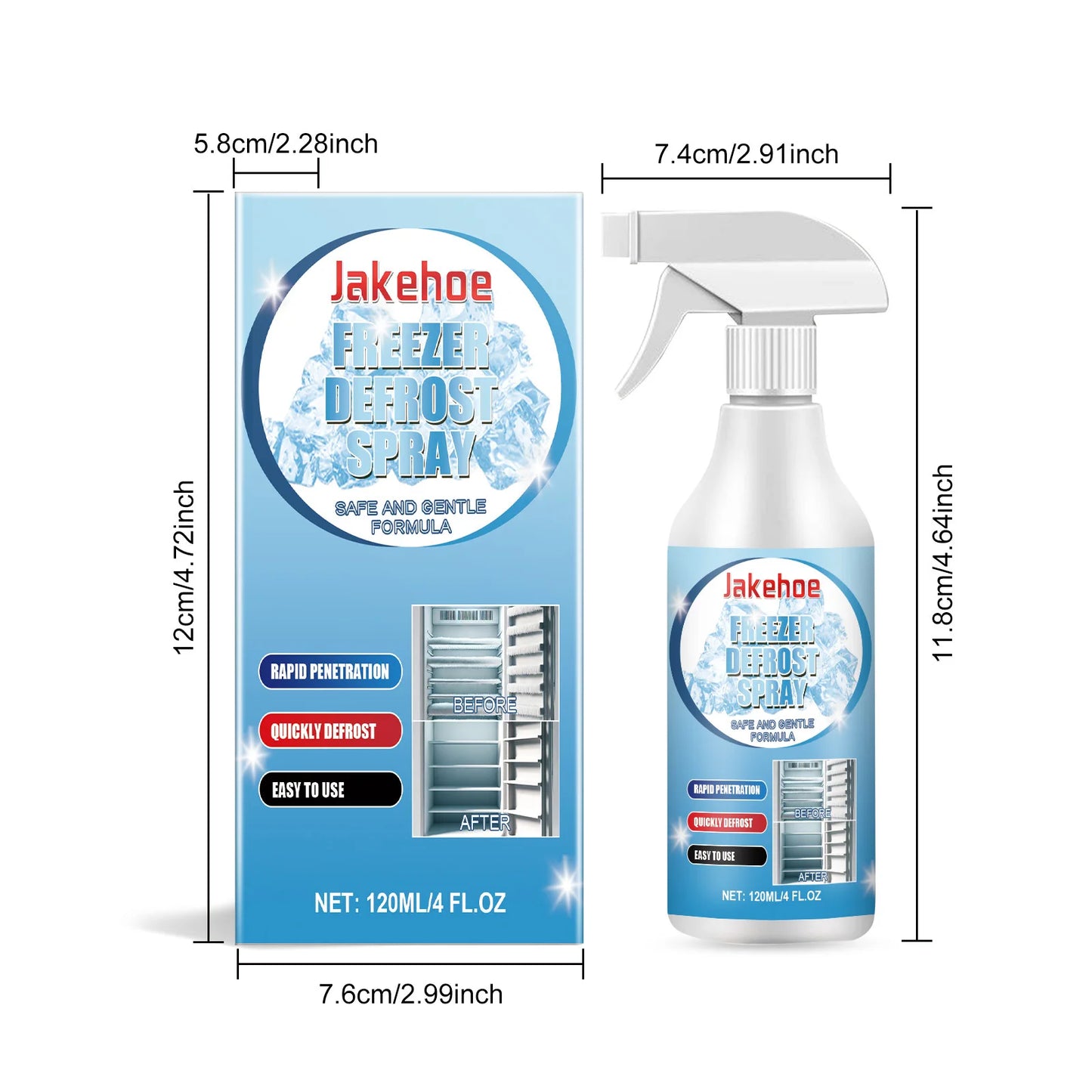 JAKEHOE Enteisungsspray Schnell - 120ml Für Auto Rohr