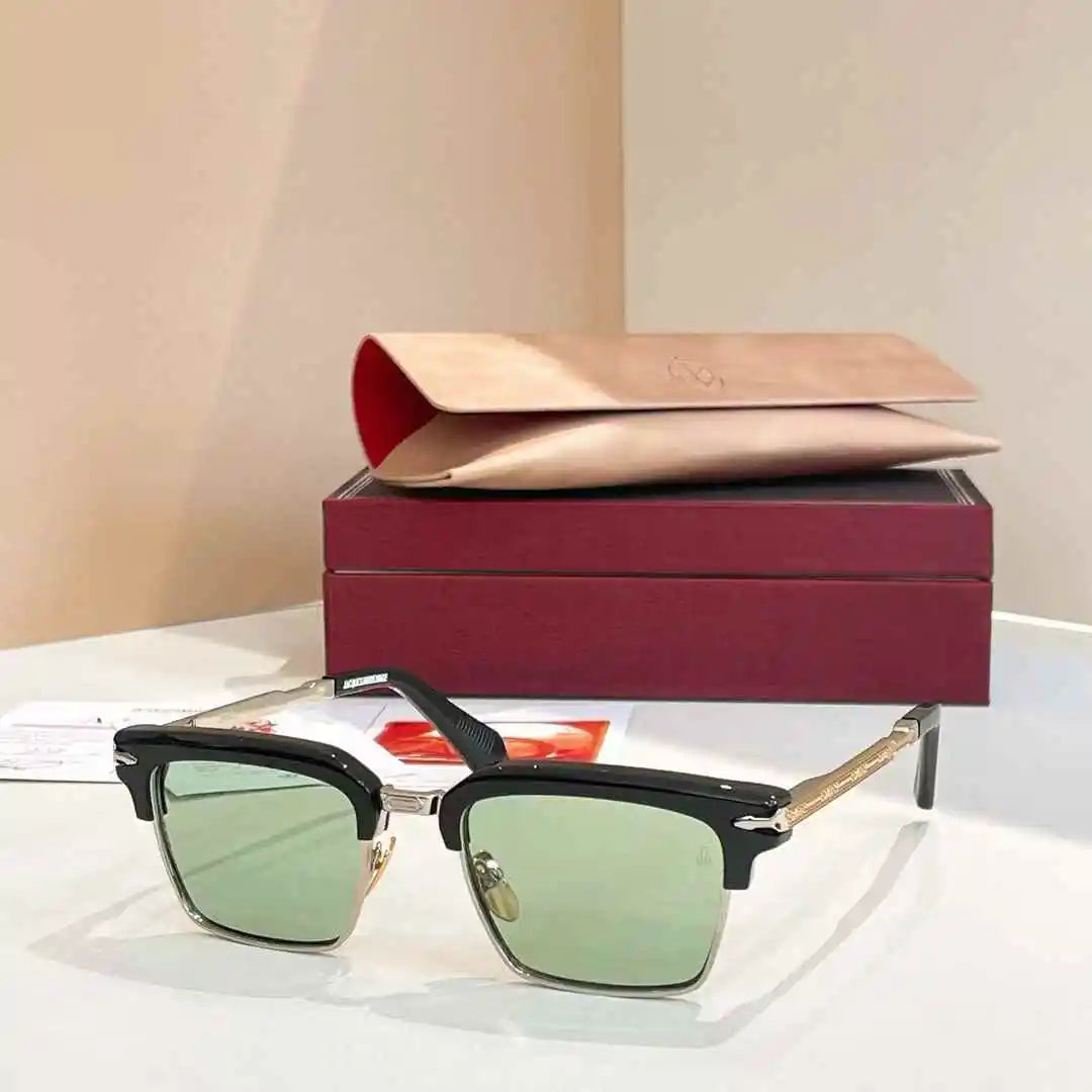 jacques marie mage ALIN vintage half rim sunglasses alloy acetate retro style