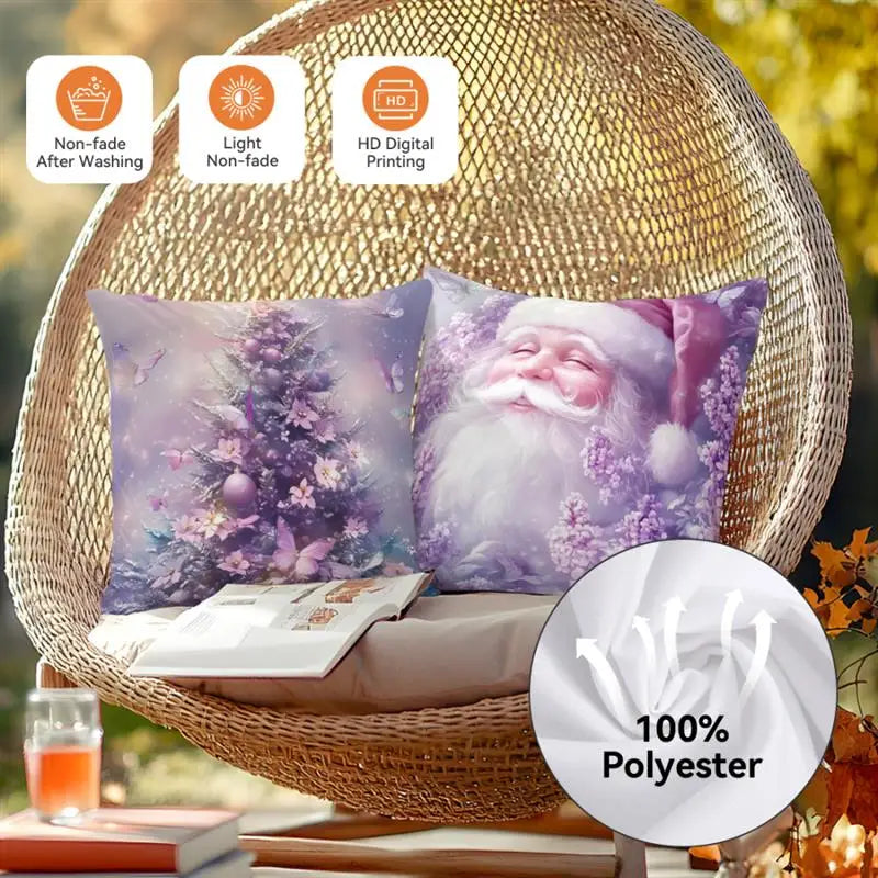 Purple Christmas Decoration Cushion Pillowcase Printed Polyester 45x45cm Throw Pillowcover Decorative Sofa Cushion Pillowslip