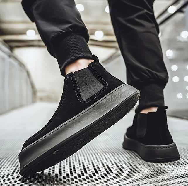 Ghete Chelsea Shangkaka cu platformă, croială înaltă - Mărimea 44, Înălțimea tocului 2 cm, Înălțimea gleznei