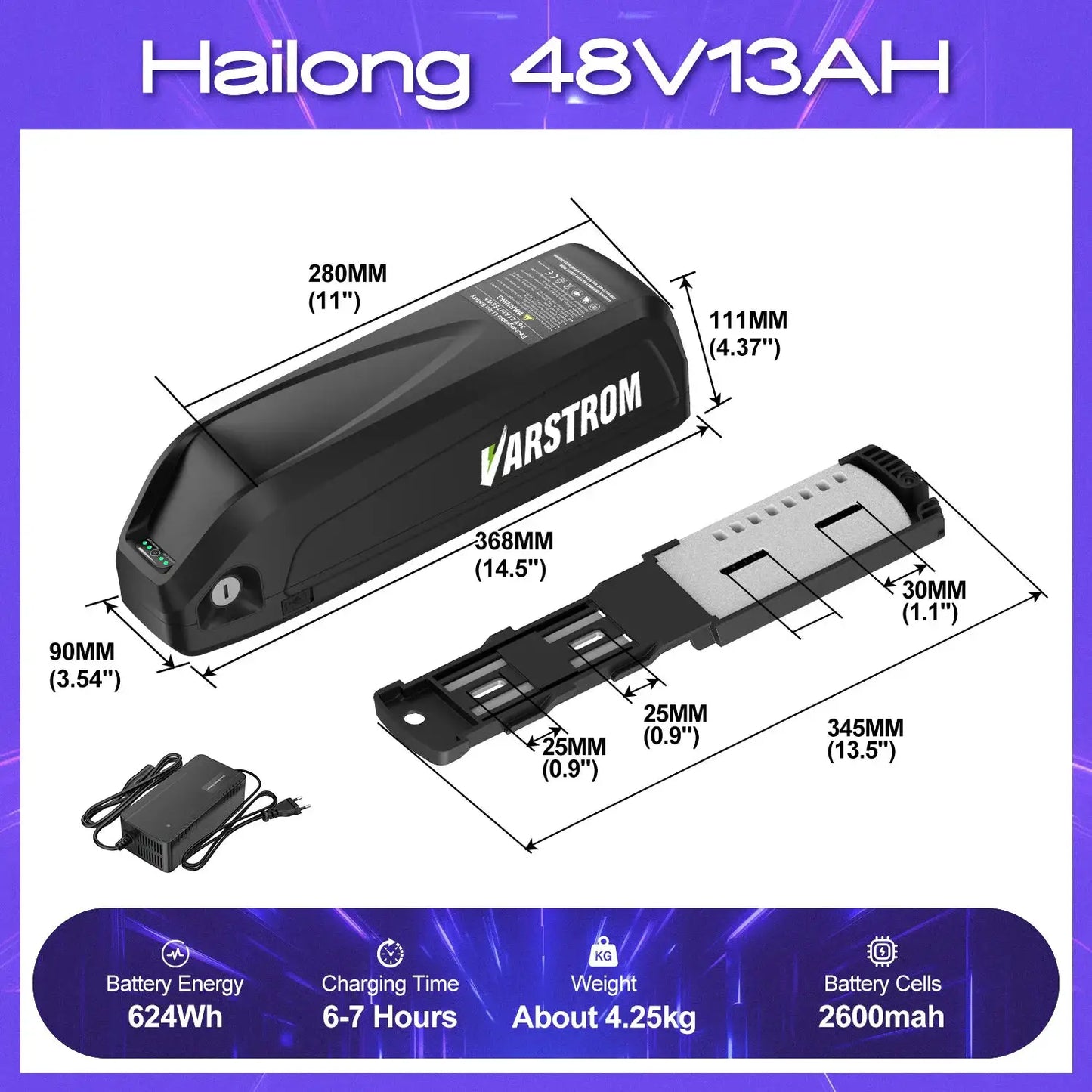[EU Direktversand] eBike Akku mit Großer Kapazität Hailong Max Pack für Gepäckträger 48V 52V 36V 30Ah 25Ah 24Ah 20Ah 18,2Ah 16Ah 15,6Ah 13Ah mit 2-4A Ladegerät by Golden Bridge Store